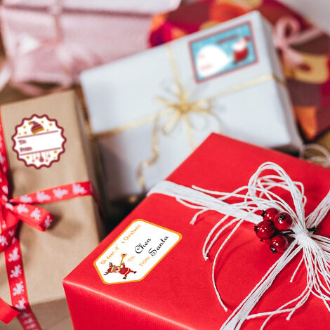 Lot de 250 étiquettes autocollantes de Noël, étiquettes cadeaux pour sacs  cadeaux, cartes, enveloppes, décalcomanies d'anniversaire, mariage,  vacances : : Fournitures de bureau