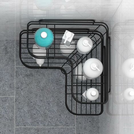 Étagère de douche d'angle, 2 paquets, étagère murale de salle de bain avec  adhésif, organisateur de rangement pour toilettes, dortoir et cuisine