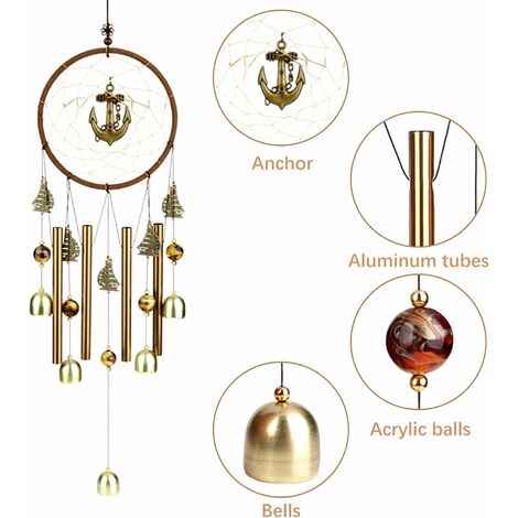 Cloches de Carillon à Vent, Carillons éoliens Dreamcatcher, avec Multi-Tube  et Cloches pour Jardin, fenêtre