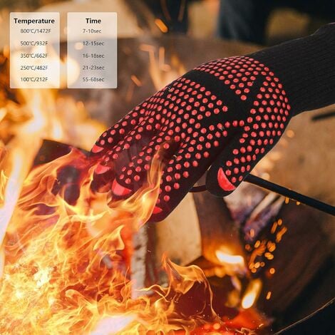 Relaxdays Gants de barbecue, 1 paire, résistant à la chaleur jusqu