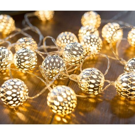 Guirlande Lumineuse Marocaine 20 Boules Argentées LED Blanc Chaud pour  Intérieur Carivent