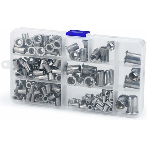 Assortiment d'écrous à rivets en aluminium 150, M3-M10 pièces/boîte, tête  plate, accessoires filetés - AliExpress