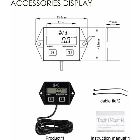 Moto tach heure mètre svc lcd tachymètre numérique moteur