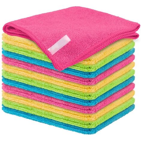 CHIFFON NETTOYANT MICROFIBRE Menage Entretien 4 Couleurs Lot de 24