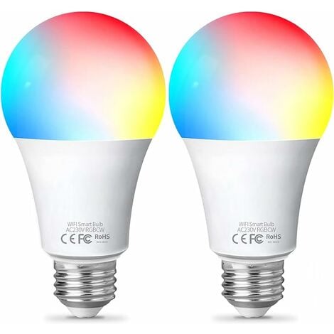 Lot de 2 ampoules connectées LED GU10 6W 350Lm RGB Dimmable - compatible  avec Alexa ou Google Home - garantie 2 ans