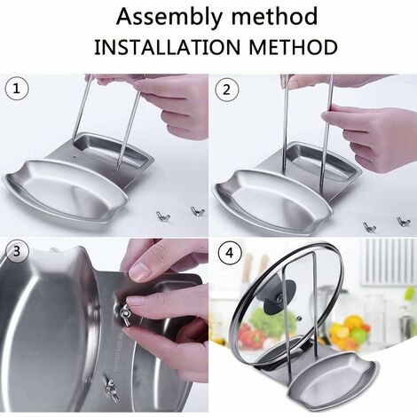 Support Couvercle Repose Cuillère - Passe au lave-vaisselle, Repose-ustensiles  de cuisine en acier inoxydable 304