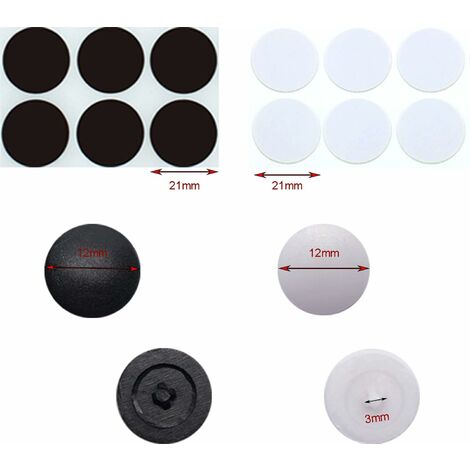 cache vis en plastique NOIR diamètre 20 mm à clipser (lot de 4) (réf PN)