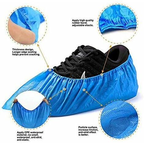 10x couvre chaussure plastique jetable bleu avec élastique de maintien  protection surchaussure jardin bricolage peinture