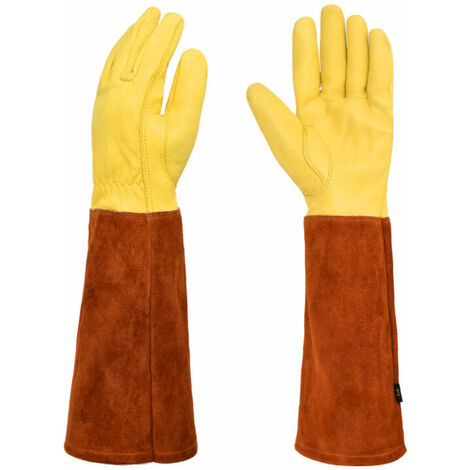 Gants jardinage jaunes en cuir avec motifs pour femmes