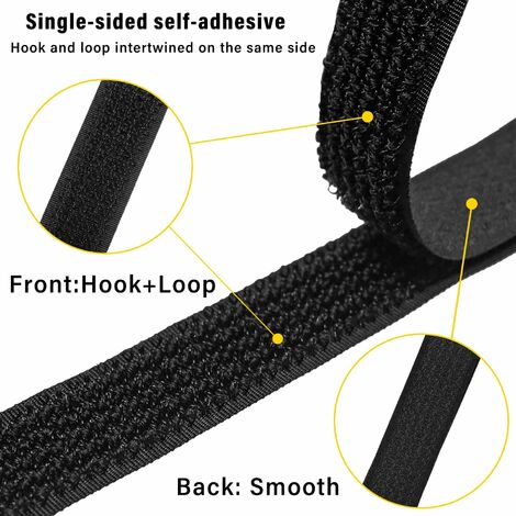 10M×10MM Rouleau Scratch, Bricolage Longueur Attache Cable Noir
