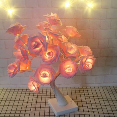 Décor lumineux Fleur H120cm pour extérieur, LED Rose et blanc chaud