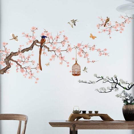 Acheter Autocollant mural fleur papillon coloré en PVC, papier peint auto- adhésif imperméable, décoration murale pour la maison et le salon