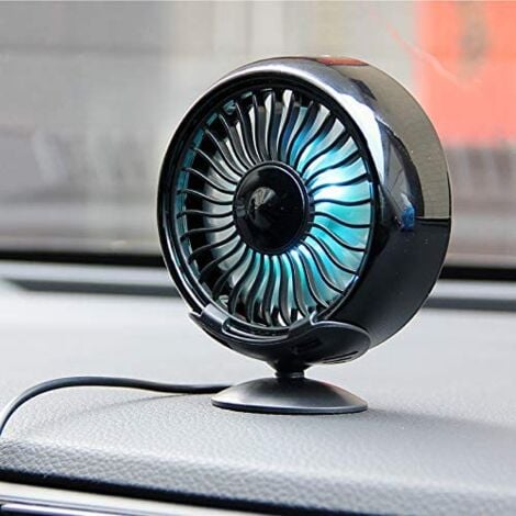 Ventilateur USB pour grille d'aération de voiture avec lumière colorée,  ventouse et mini ventilateur de