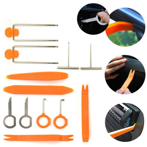 Outils Demontage Garniture, 12PCS en Plastique Ensemble d'Outils  d'enlèvement de Panneau de Porte Automatique, Fixation/Dissolvant pour  Console Audio Radio, Outils de Démontage de Voiture,YAO