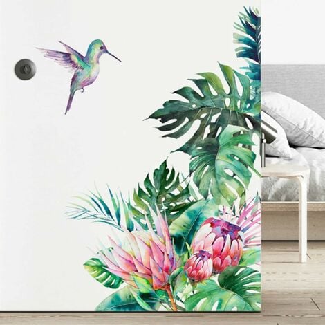 1 set Sticker Mural Plante, Sticker Mural Fleur DIY Décoratif Feuille Verte  Fleur Plante Murale Amovible