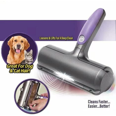 Fur Daddy Sweeper Brush - Brosse anti poils animaux - VENTEO™ - Ramasse  poils chat / chien - Violet et Gris