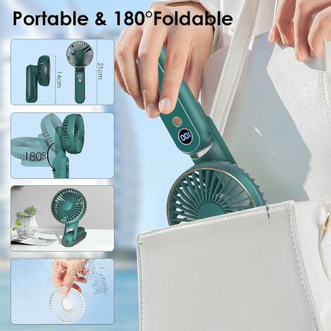 Mini ventilateur portable USB pliable, batterie rechargeable , 5 vitesses  réglables, ventilateur à main sans pales pour