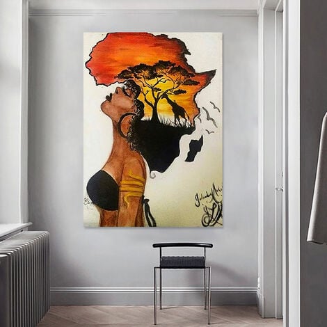 Tableau mural en tissu africain 