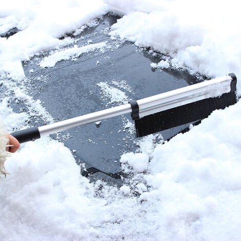 Grattoir à glace et brosse à neige 2 en 1 - Grattoir pour vitres de voiture  avec balai