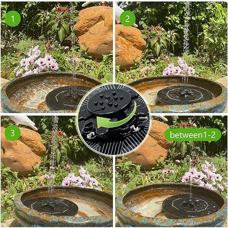 Fontaine Solaire Pompe 3W,4 en 1 pour Fontaine Solaire, Pompe de Bassin  Solaire 3W avec Conversion Efficace, pour Bassin de Jardin ou Fontaine,  Bain d'oiseau, récipient à Poisson,Guazhuni