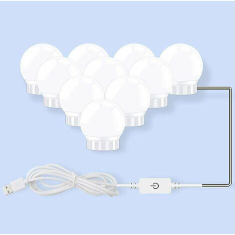 Ampoule LED sans fil pour miroir de courtoisie, chargement USB