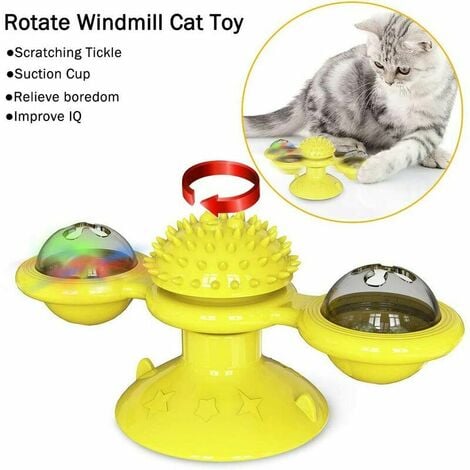 Moulin à vent jouet pour chat chaton rotatif tourne-disque jouet chat  cataire jouet avec ventouse 