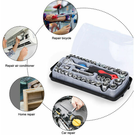 Outil de réparation automatique 40 pièces outil de réparation clé à douille  combinaison outil de kit de réparation automatique multifonction
