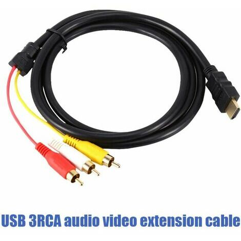 câble HDMI vers RCA, HDMI mâle vers 3RCA AV composite mâle M/M connecteur  câble adaptateur Cordon émetteur (pas de fonction de conversion de signal)