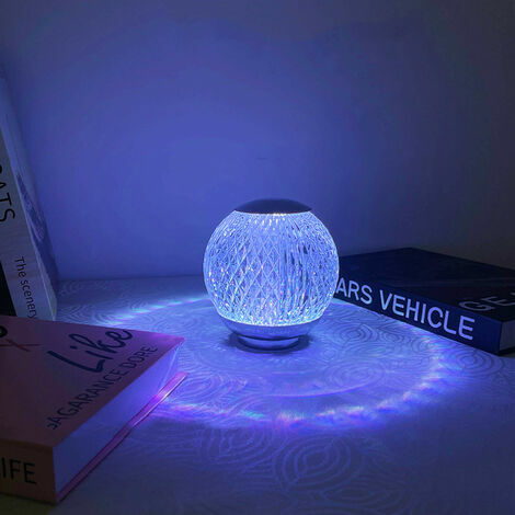 Lampe de Table Cristal Diamant, 16 Couleurs 7 Luminosité Charge USB Lampe  Tactile Veilleuse de Chevet avec Télécommande