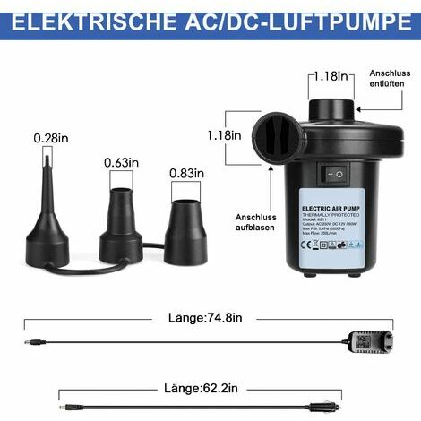 Pompe à air électrique, pompe de gonflage électrique haute puissance avec 3  buses, pompe à air pour pataugeoire, caca