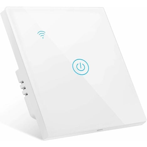 Interrupteur Connecté WiFi, Interrupteur Mural Intelligent, Interrupteur  Mural WiFi de Lumière Sans Neutre Commande Vocale compatible avec Smart  Life Alexa Google Home, 1 Gang 
