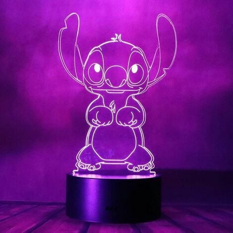 Lampe Stitch, veilleuse 3D avec 2 motifs et 16 couleurs lampe