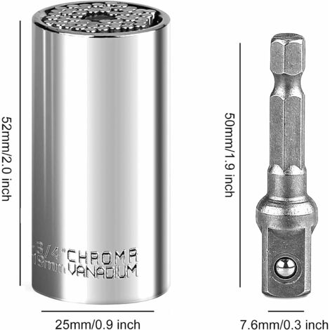 2pcs Universal Socket - 7-19mm Clé à douille universelle, Chrome Vanadium
