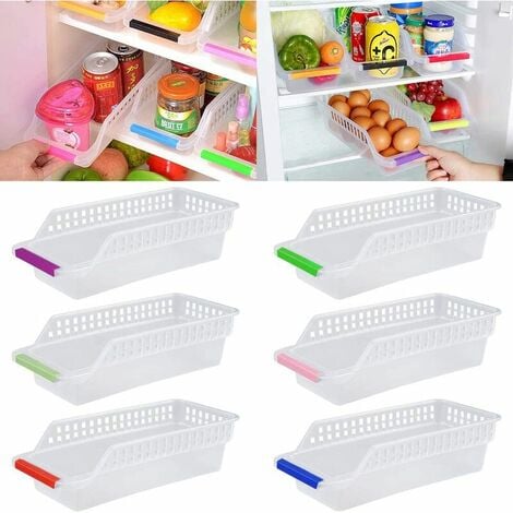 Rangement Frigo, 6Pcs Plastique Bote Corbeilles de Rangement pour Conteneur  Réfrigérateur Organiseur Transparent