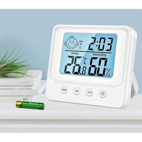 Thermomètre LCD Digital Température Humidité et Alarme - Chambre de Bébé  avec Rétro-éclairage