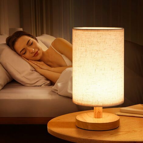 Lampe de chevet Touch Control Petite lampe de table pour chambre à coucher  avec 3 modes d'éclairage, abat-jour rond en lin pour salon, bureau