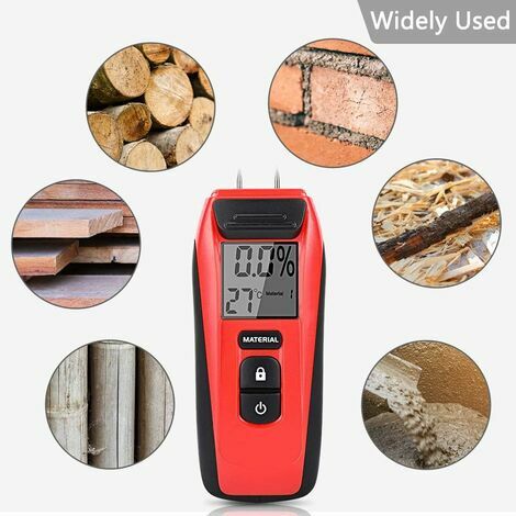 Détecteur d'humidité pour divers matériaux, testeur d'humidité avec  affichage LED et 2 broches, hygromètre numérique portable peut détecter le  bois, les meubles, les murs et