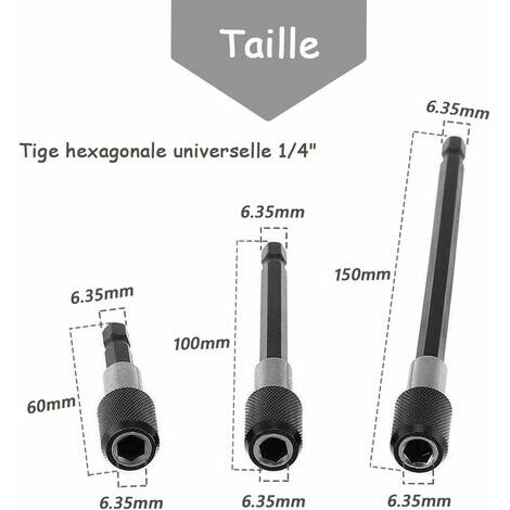 10pcs jeu d'embouts de tournevis S2 acier haute dureté clé Allen jeu de  forets plusieurs tailles à dégagement rapide jeu d'embouts hexagonaux pour  tournevis à main électrique perceuse à air électrique 