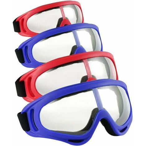 Lot de 4 lunettes de protection - Lunettes de protection pour enfants -  Compatibles avec pistolets à mousse Nerf - Bleu et rouge