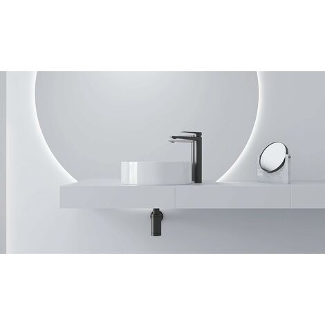 Siphon lavabo bouteille carré inox noir mat