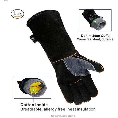Gant anti-chaleur en croûte de cuir pour barbecue et cheminée