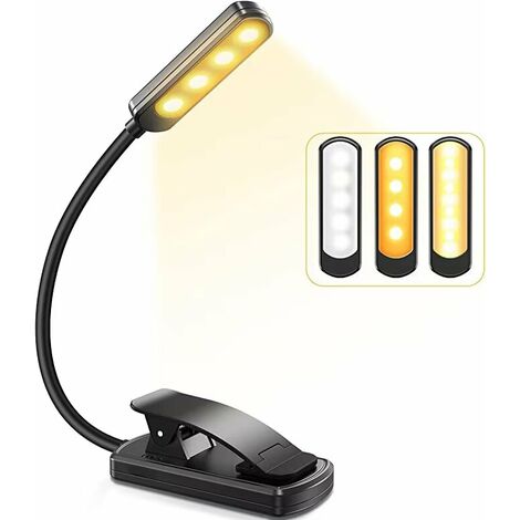 Lampe de Lecture, 9 LEDs Liseuse Lampe Clip USB Rechargeable, 360