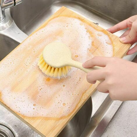 Brosse à vaisselle avec grattoir intégré à tête carrée, nettoyeur de brosse  de cuisine