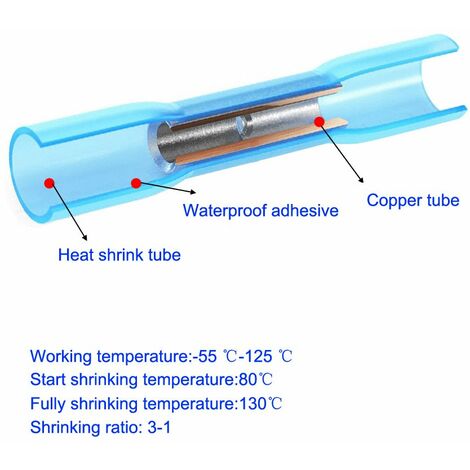 Connecteur Gaine Thermorétractable Métal 40 Pcs (18–14 AWG) Ensemble  Thermorétractables Cosses Bornes Electriques Etanches Imperméables