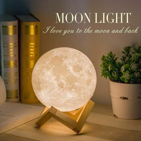 Lampe Lune 3d, Led Lampe Luna Tactile 3 Couleurs, 13cm/5,1inch Diamtre, Usb  Rechargeable Veilleuse Lune Pour Chambre Salon Caf Cadeau Anniversaire Nol