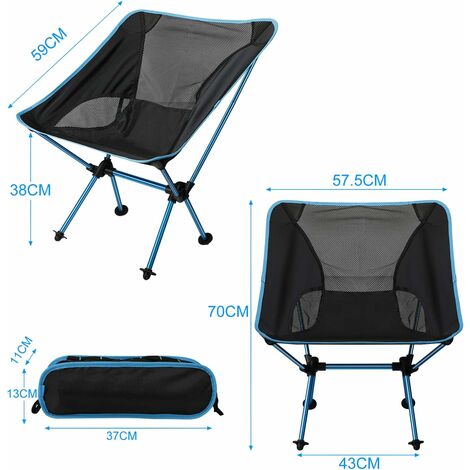 Chaise de plage Nice C, chaise de camping légère avec dossier haut en  maille, chaise portable robuste avec sac de transport pour camping,  barbecue, voyage, festival, pique-nique (lot de 1 bleu) 