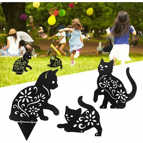 Lot de 2 décorations de jardin en métal rouillé pour chat rouillé