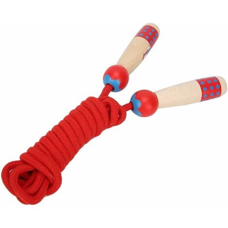 Corde à Sauter Pour Enfants, Jump Skipping Rope Corde De Coton RéGlable  Avec PoignéE En Bois