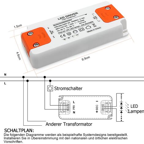 Transformateur LED Entrée 110-240V sortie DC 12V 15W ampoule LED driver  convertisseur conducteur alimentation de