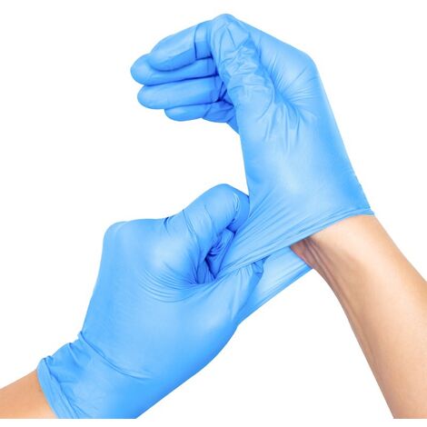 1 paire de gant de protection jetables, nitrile bleu non poudré